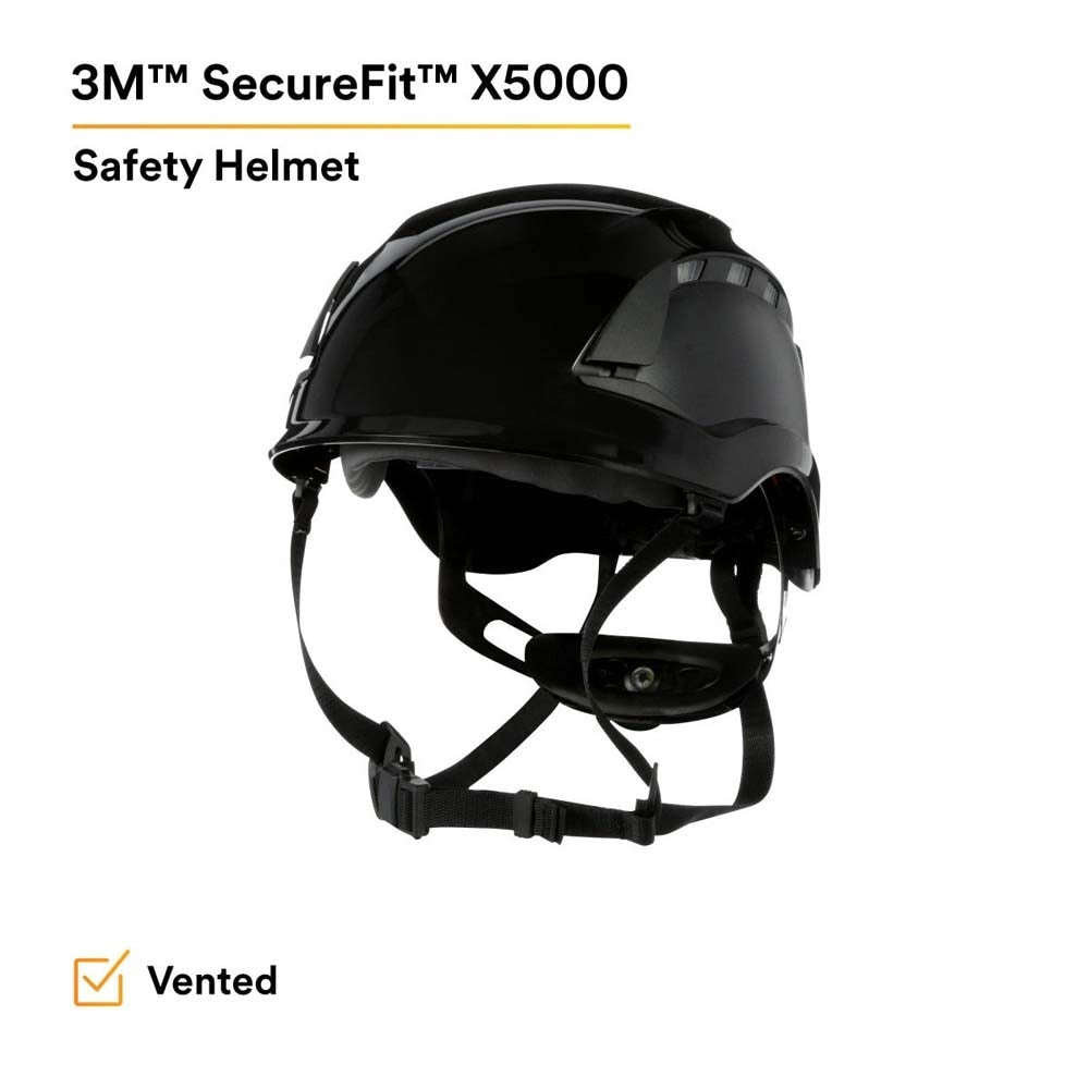 3M X5012V-ANSI SecureFit X5000 Series Safety Helmet, Vented, Black, 6-Point Ratchet Suspension (7100175584) (10 Pack) - 4