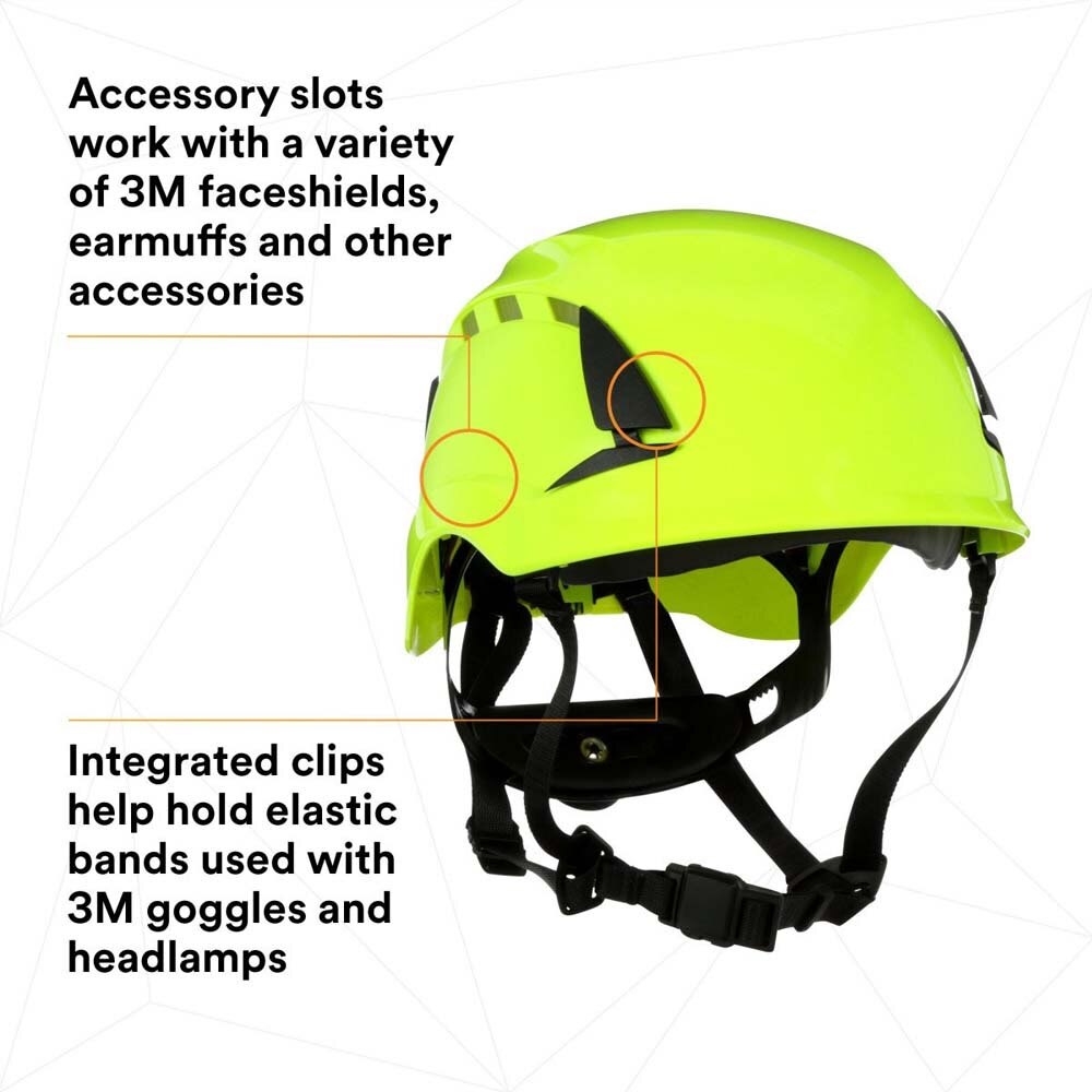 3M X5014V-ANSI SecureFit Safety Helmet, Vented, High Visibility Green, 6-Point Suspension (7100175585) - 5