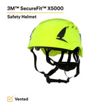 3M 7100175585 SecureFit Safety Helmet, Vented, High Visibility Green, 6-Point Suspension - 7