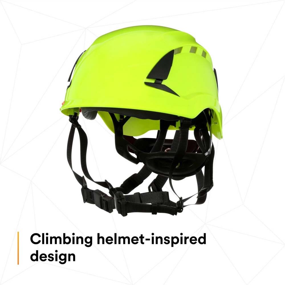 3M X5014V-ANSI SecureFit Safety Helmet, Vented, High Visibility Green, 6-Point Suspension (7100175585) - 8