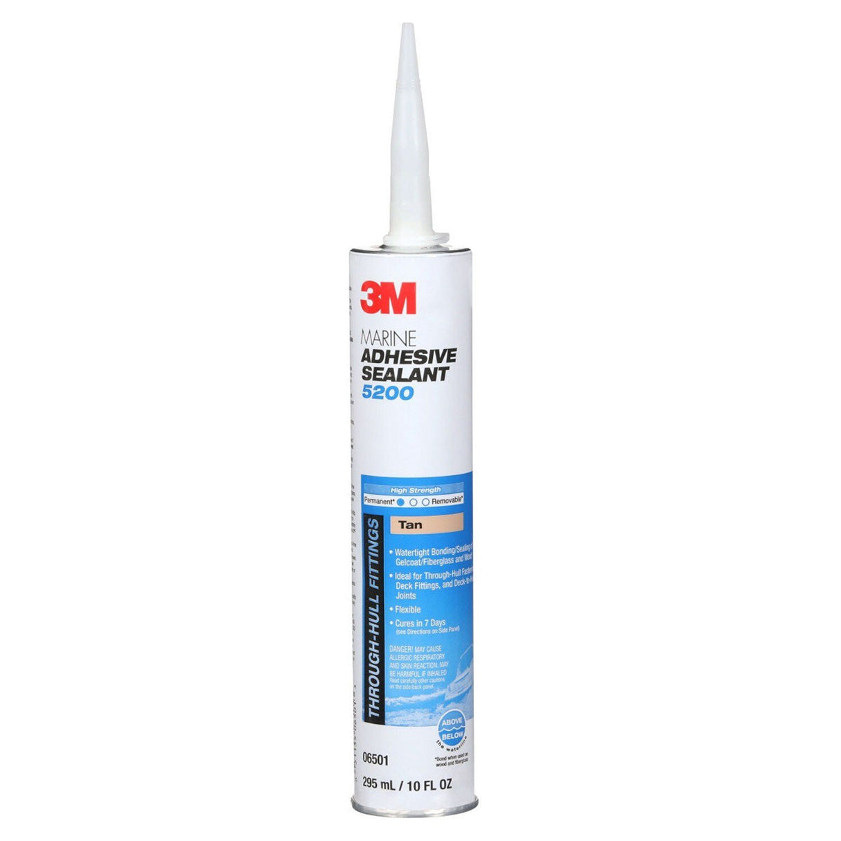 3M 06501 5200 Marine Adhesive Sealant Permanent Bonding Above and Below Waterline, Tan, 10 fl oz Cartridge (7100176316) (12 Pack)