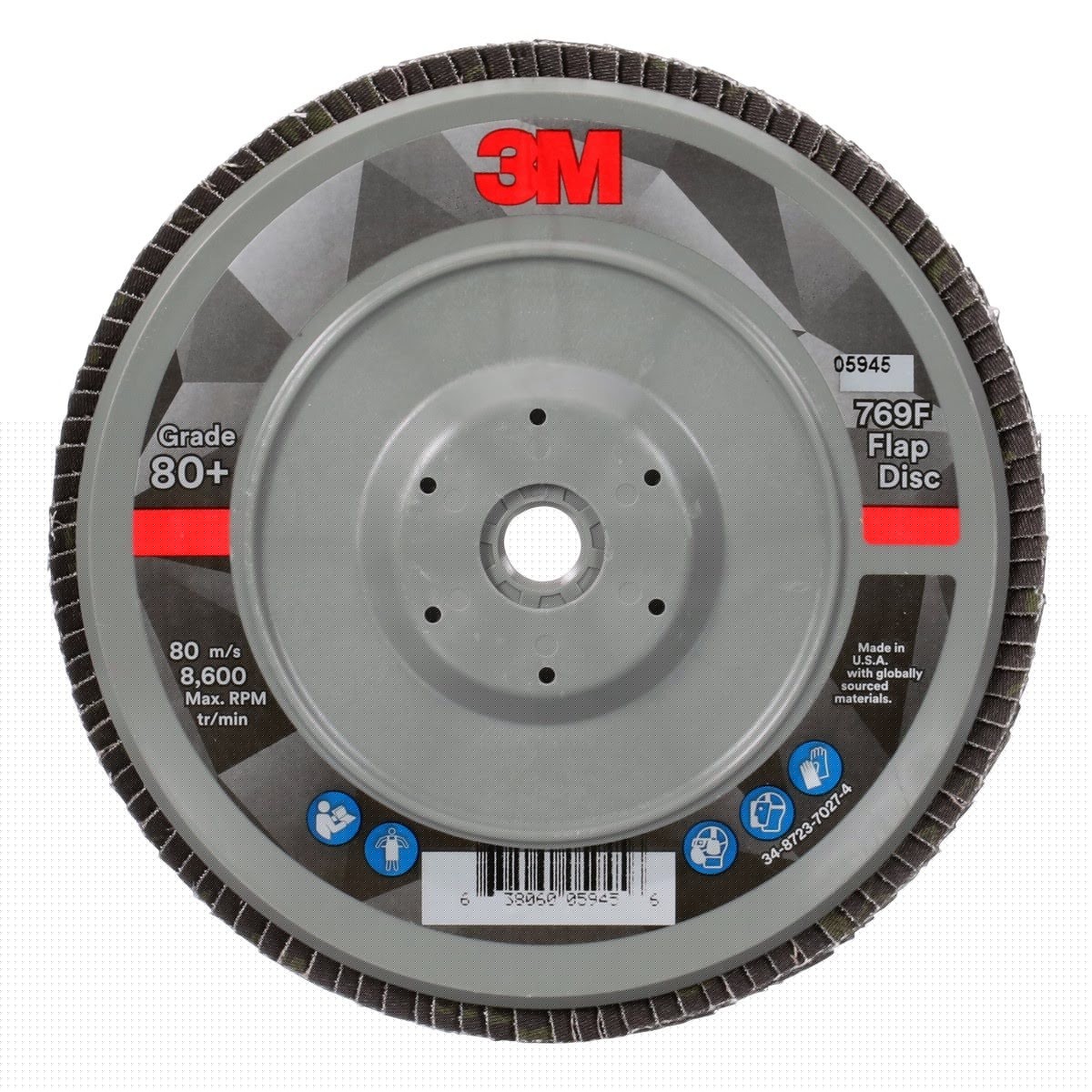 3M 769F Flap Disc T29 Quick Change Abrasive Disc 80+, Purple, 7 in x 5/8 in-11 (7100177901) (5 Pack)