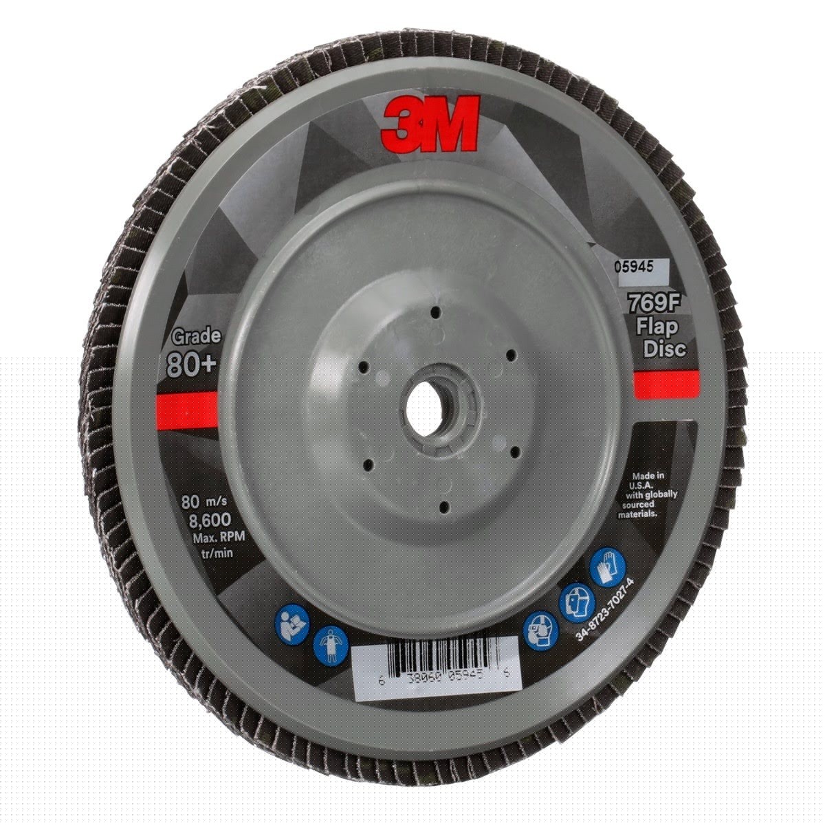 3M 769F Flap Disc T29 Quick Change Abrasive Disc 80+, Purple, 7 in x 5/8 in-11 (7100177901) (5 Pack) - 3