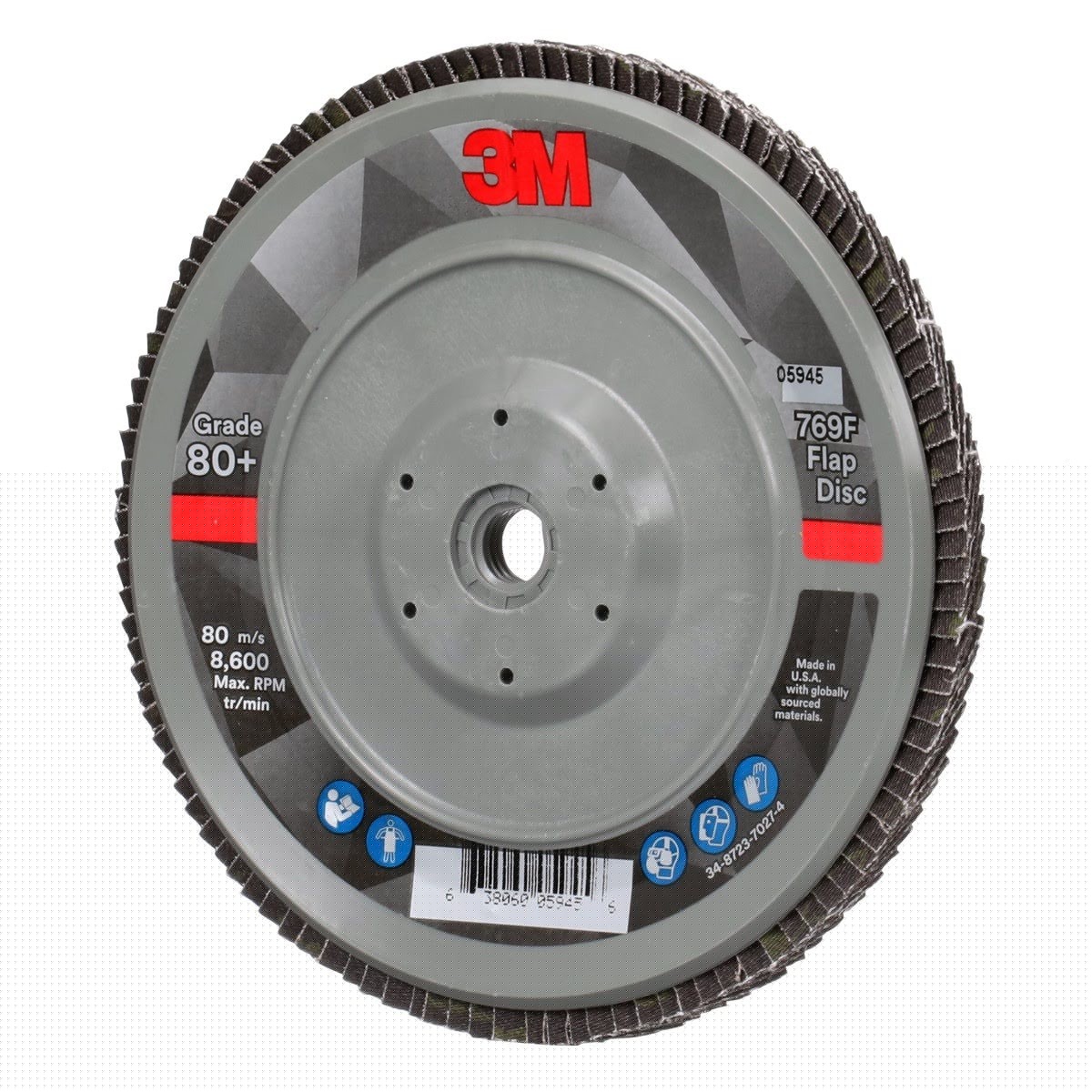 3M 769F Flap Disc T29 Quick Change Abrasive Disc 80+, Purple, 7 in x 5/8 in-11 (7100177901) (5 Pack) - 4