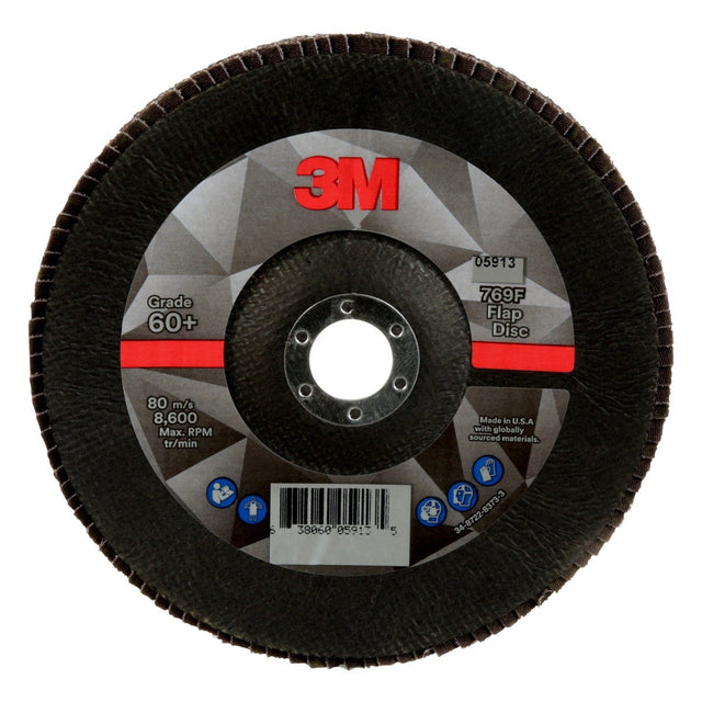 3M 769F Flap Disc, T29, 60+, Precision Shaped Ceramic, Purple, 7 in x 7/8 in (7100177968) (5 Pack)