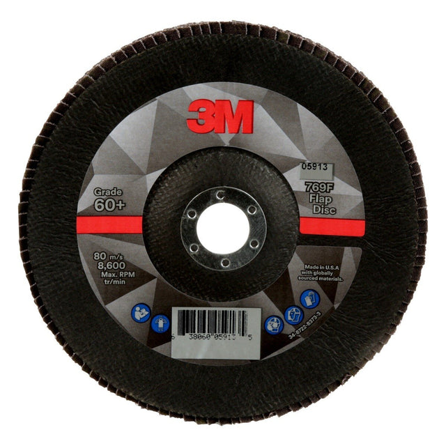 3M 769F Flap Disc, T29, 60+, Precision Shaped Ceramic, Purple, 7 in x 7/8 in (7100177968) (5 Pack)