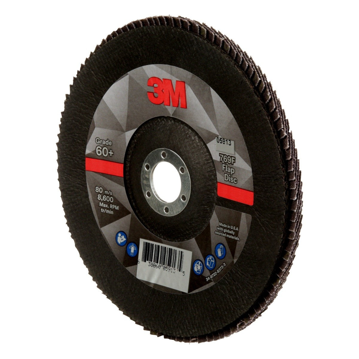 3M 769F Flap Disc, T29, 60+, Precision Shaped Ceramic, Purple, 7 in x 7/8 in (7100177968) (5 Pack) - 4