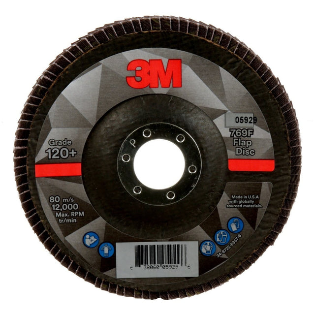 3M 769F 05929 Flap Disc, T29 Conical, Precision Shaped Ceramic 120+, Purple, 5 in x 7/8 in (7100177972) (10 Pack)