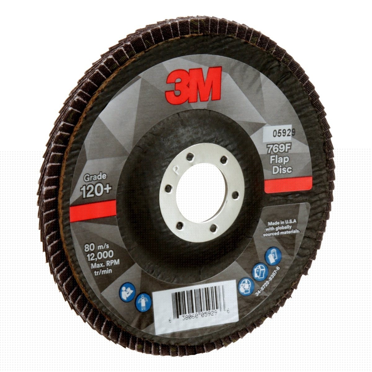 3M 769F 05929 Flap Disc, T29 Conical, Precision Shaped Ceramic 120+, Purple, 5 in x 7/8 in (7100177972) (10 Pack) - 3
