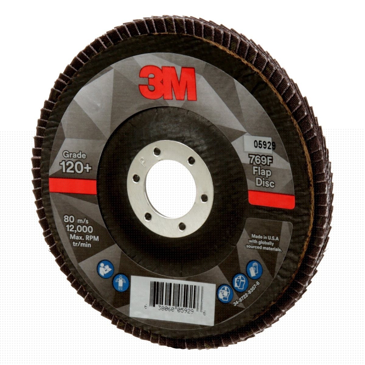 3M 769F 05929 Flap Disc, T29 Conical, Precision Shaped Ceramic 120+, Purple, 5 in x 7/8 in (7100177972) (10 Pack) - 4