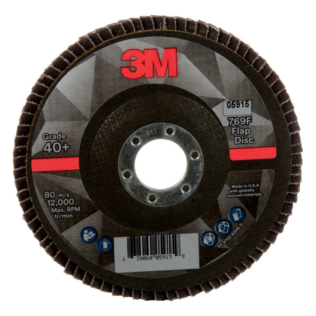 3M 769F Flap Disc, 40+, T27, Precision Shaped Ceramic, Purple, 5 in x 7/8 in Center Hole (7100178012) (10 Pack)