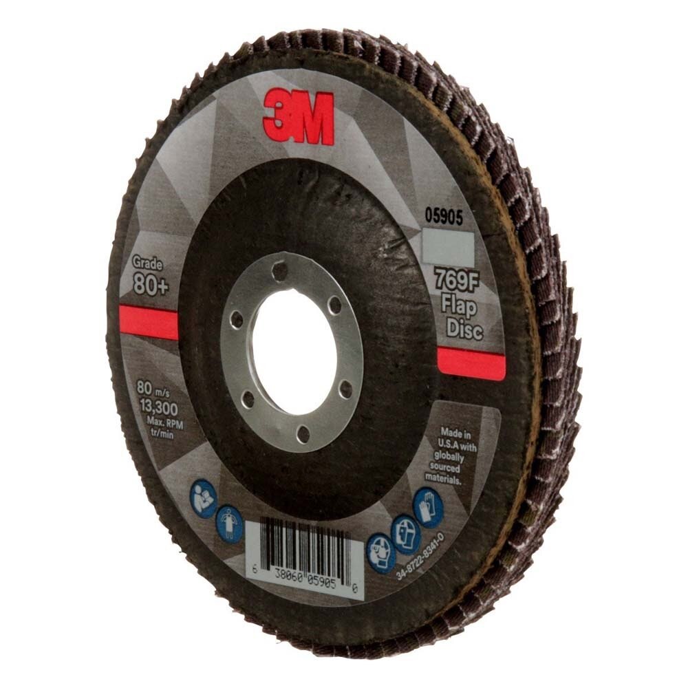3M 7100178016 Flap Disc 769F, 80+, T27, 4-1/2 in x 7/8 in (10 Pack) - 3