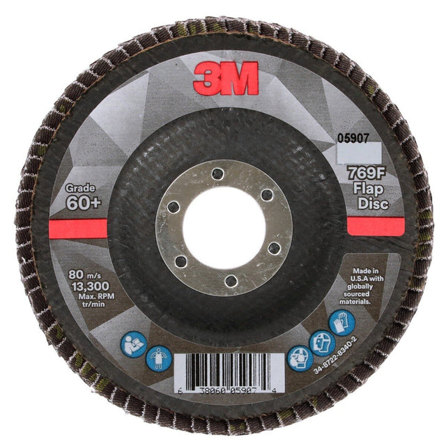 3M 769F Flap Disc, T29, 60+, Precision Shaped Ceramic, Purple, 4-1/2 in x 7/8 in (7100178027) (10 Pack)