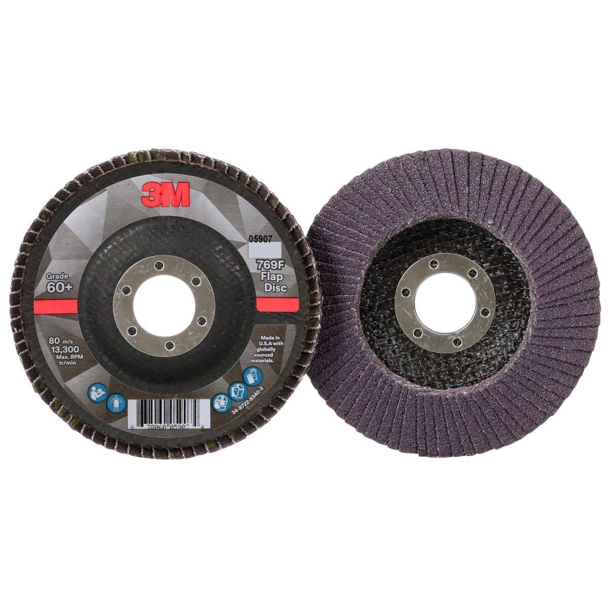3M 769F Flap Disc, T29, 60+, Precision Shaped Ceramic, Purple, 4-1/2 in x 7/8 in (7100178027) (10 Pack) - 2
