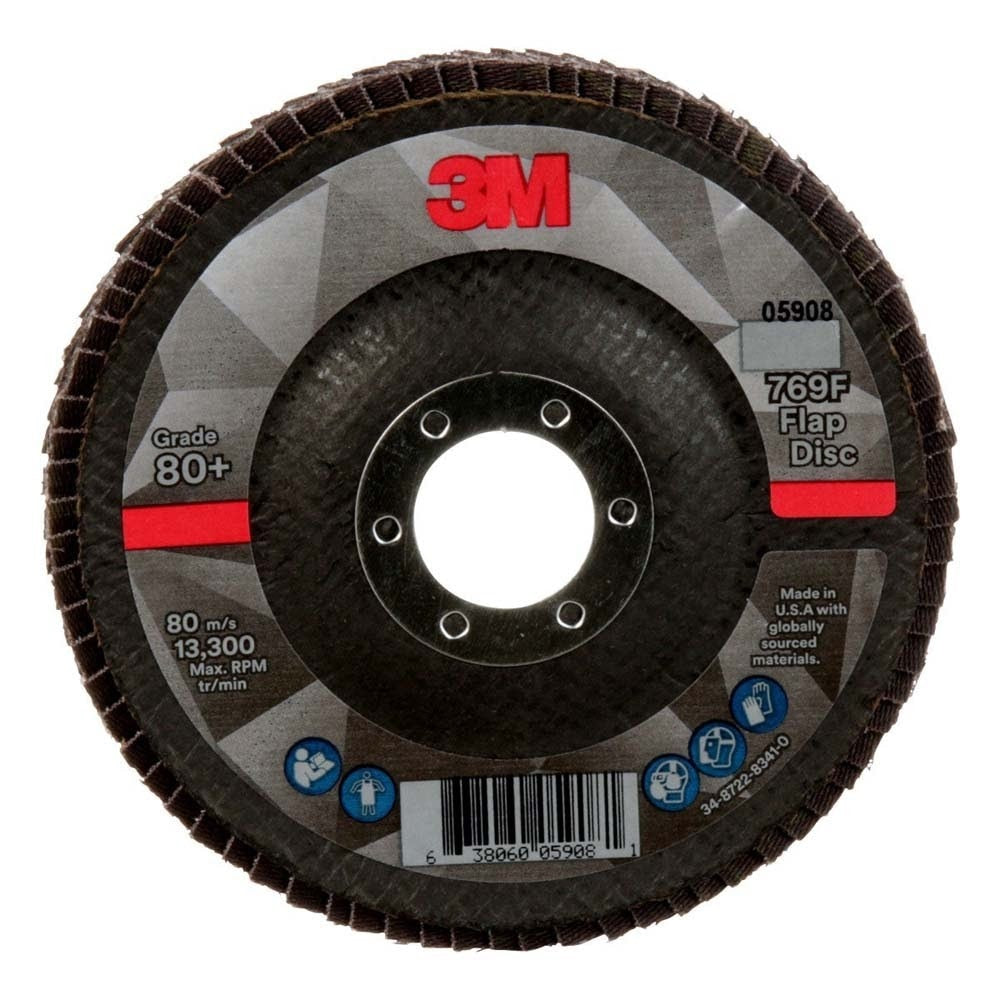 3M 7100178028 Flap Disc 769F, 80+, T29, 4-1/2 in x 7/8 in (10 Pack)