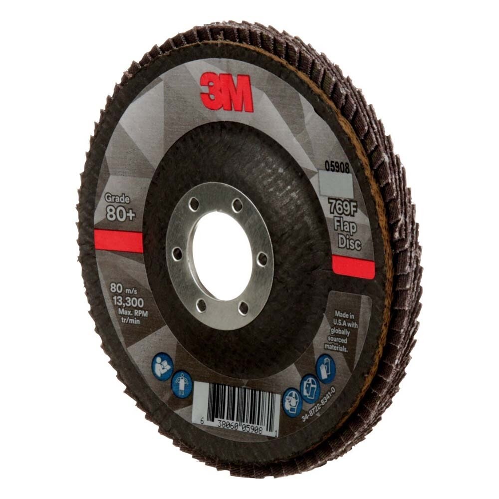 3M 7100178028 Flap Disc 769F, 80+, T29, 4-1/2 in x 7/8 in (10 Pack) - 3