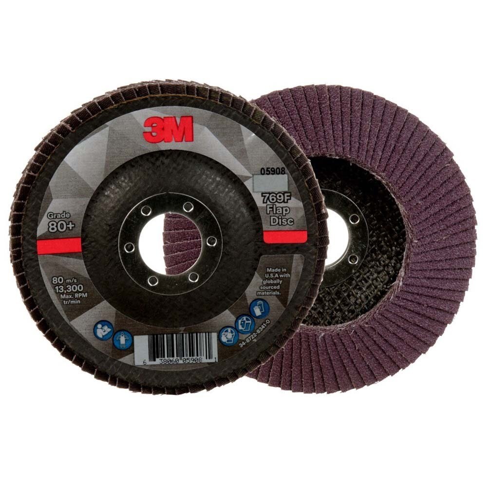 3M 7100178028 Flap Disc 769F, 80+, T29, 4-1/2 in x 7/8 in (10 Pack) - 4