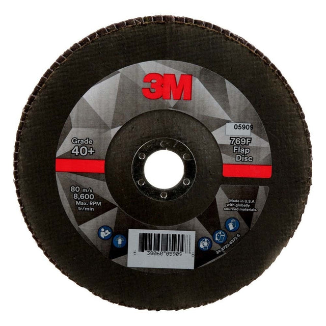3M 7100178029 Flap Disc 769F, 40+, T27, 7 in x 7/8 in (5 Pack)