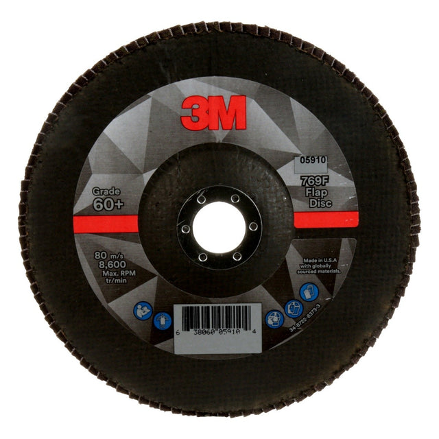 3M 769F Flap Disc, Type 27, Precision Shaped Ceramic 60+, Purple, 7 in x 7/8 in (7100178030) (5 Pack)