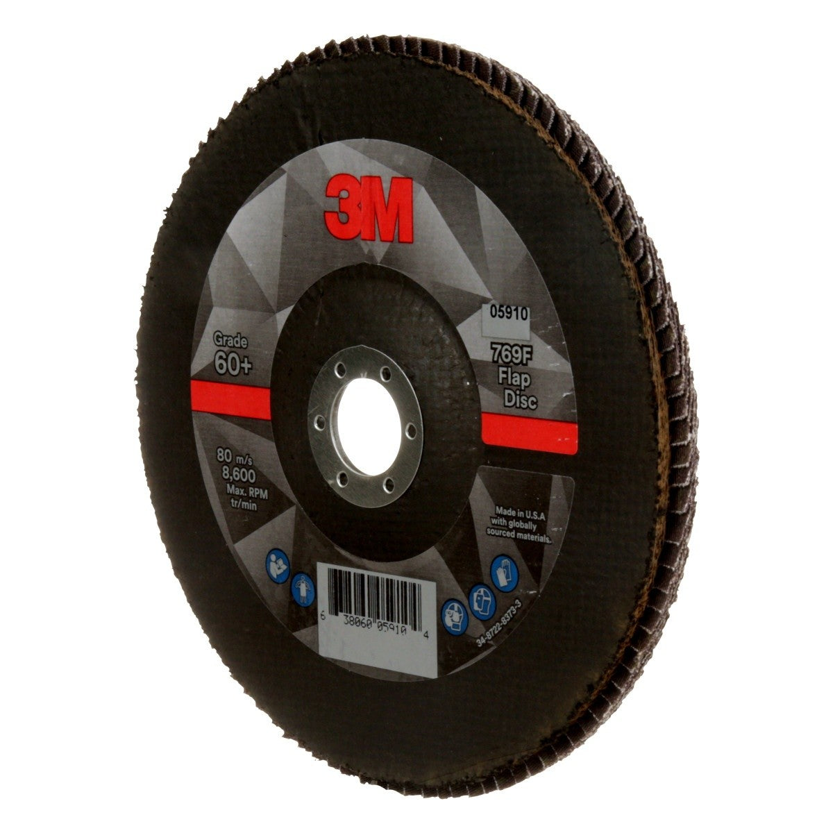 3M 769F Flap Disc, Type 27, Precision Shaped Ceramic 60+, Purple, 7 in x 7/8 in (7100178030) (5 Pack) - 5