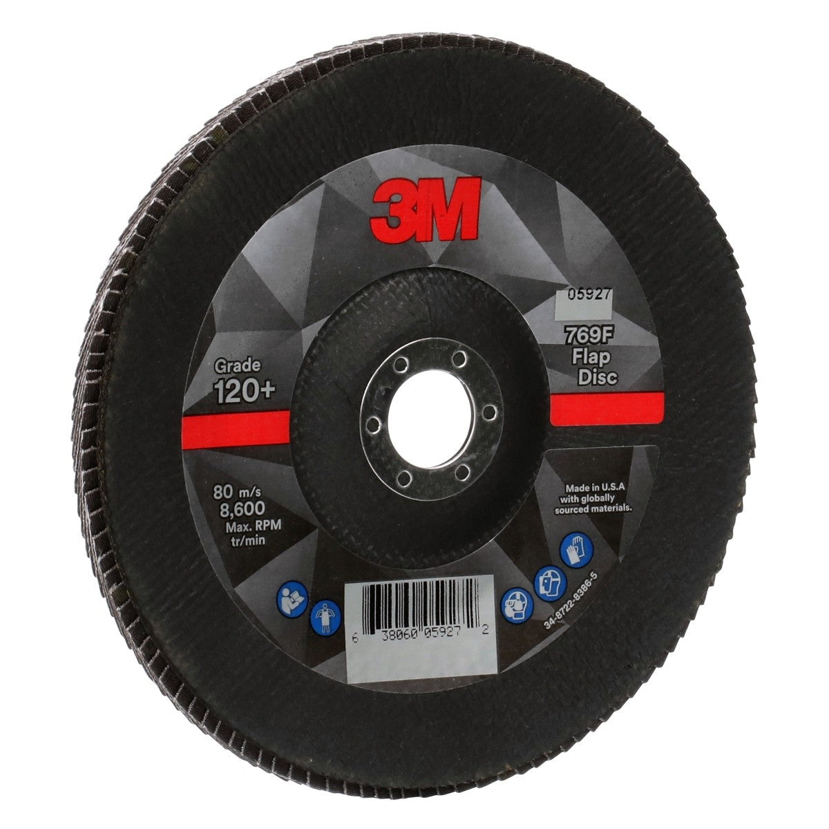 3M 769F Flap Disc, Type 29, 120+, Precision Shaped Ceramic, Purple, 7 in x 7/8 in (7100178089) (250 Pack) - 4