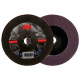 3M 7100178090 Flap Disc 769F Type 27, 120+ Grit, 7 in x 7/8 in for Grinding and Finishing on Carbon and Stainless Steel (5 Pack) - 2