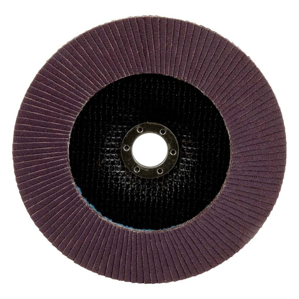 3M 7100178090 Flap Disc 769F Type 27, 120+ Grit, 7 in x 7/8 in for Grinding and Finishing on Carbon and Stainless Steel (5 Pack) - 3