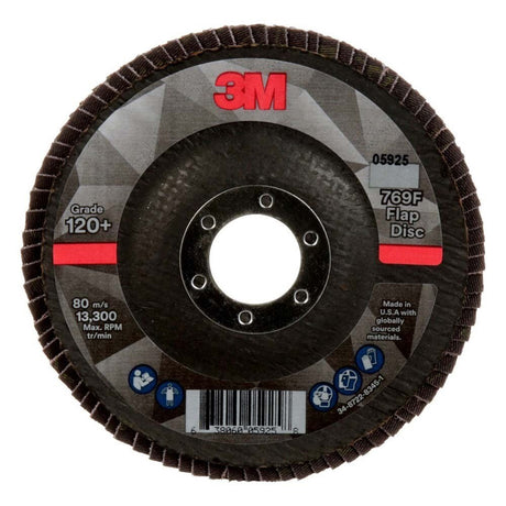 3M 7100178091 Flap Disc 769F, 120+, T29, 4-1/2 in x 7/8 in (10 Pack)