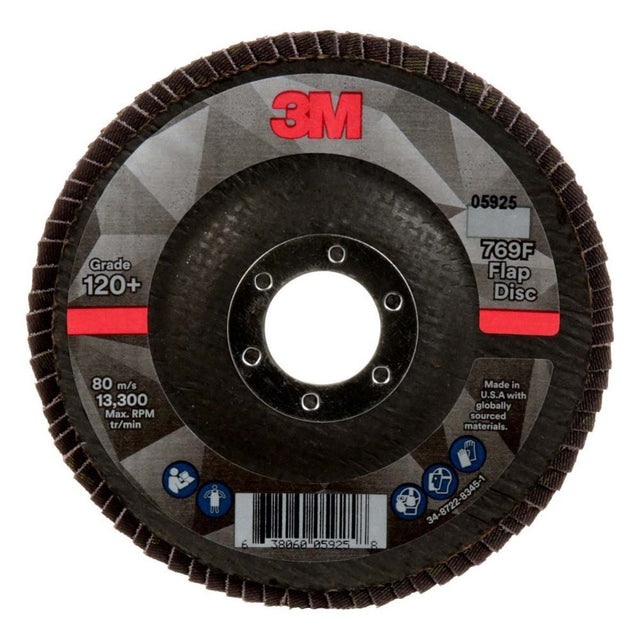 3M 769F Flap Disc , 120+, T29, 4-1/2 in x 7/8 in (7100178091) (10 Pack)