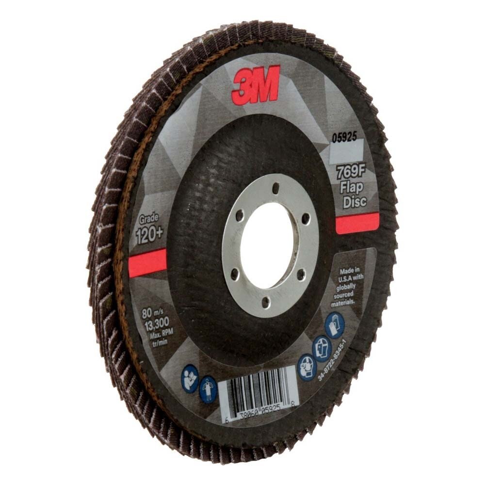 3M 769F Flap Disc , 120+, T29, 4-1/2 in x 7/8 in (7100178091) (10 Pack) - 3