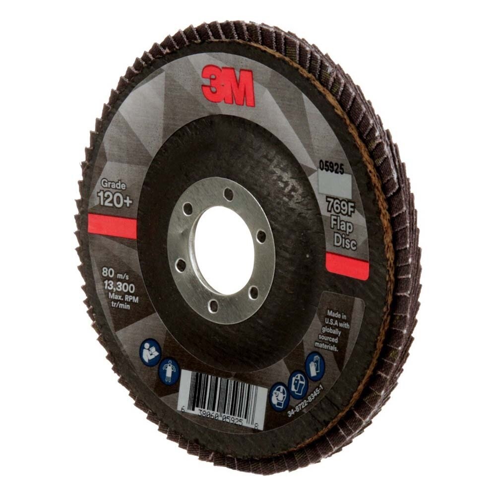 3M 7100178091 Flap Disc 769F, 120+, T29, 4-1/2 in x 7/8 in (10 Pack) - 4