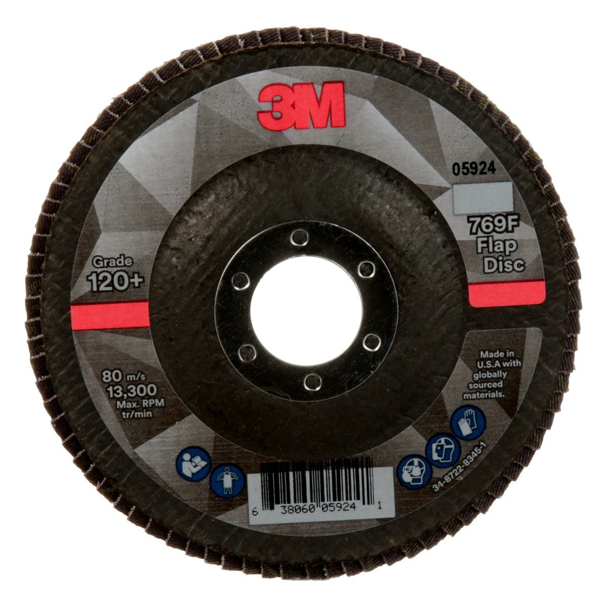 3M 769F Flap Disc Type 27 120+ Purple 4-1/2 in x 7/8 in (7100178092) (10 Pack)