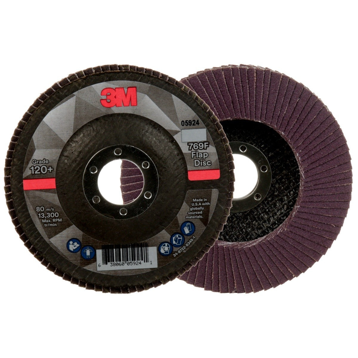 3M 769F Flap Disc Type 27 120+ Purple 4-1/2 in x 7/8 in (7100178092) (10 Pack) - 2