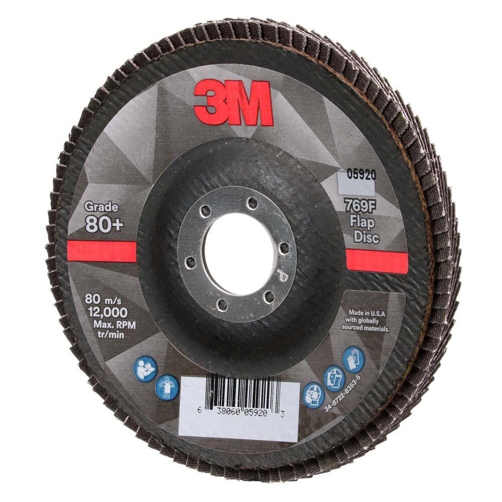 3M 7100178123 Flap Disc 769F, 80+, T29, 5 in x 7/8 in (10 Pack) - 4