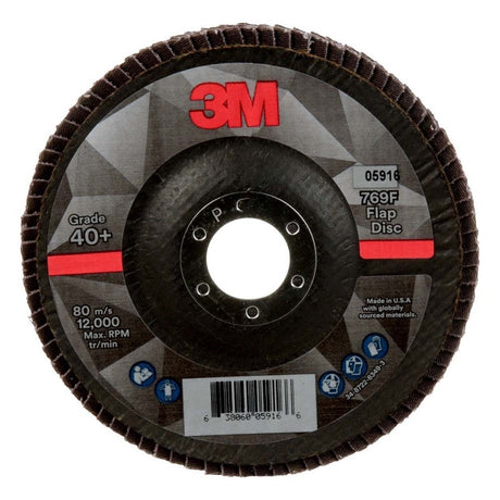 3M 7100178127 Flap Disc 769F, 40+, T29, 5 in x 7/8 in (10 Pack)