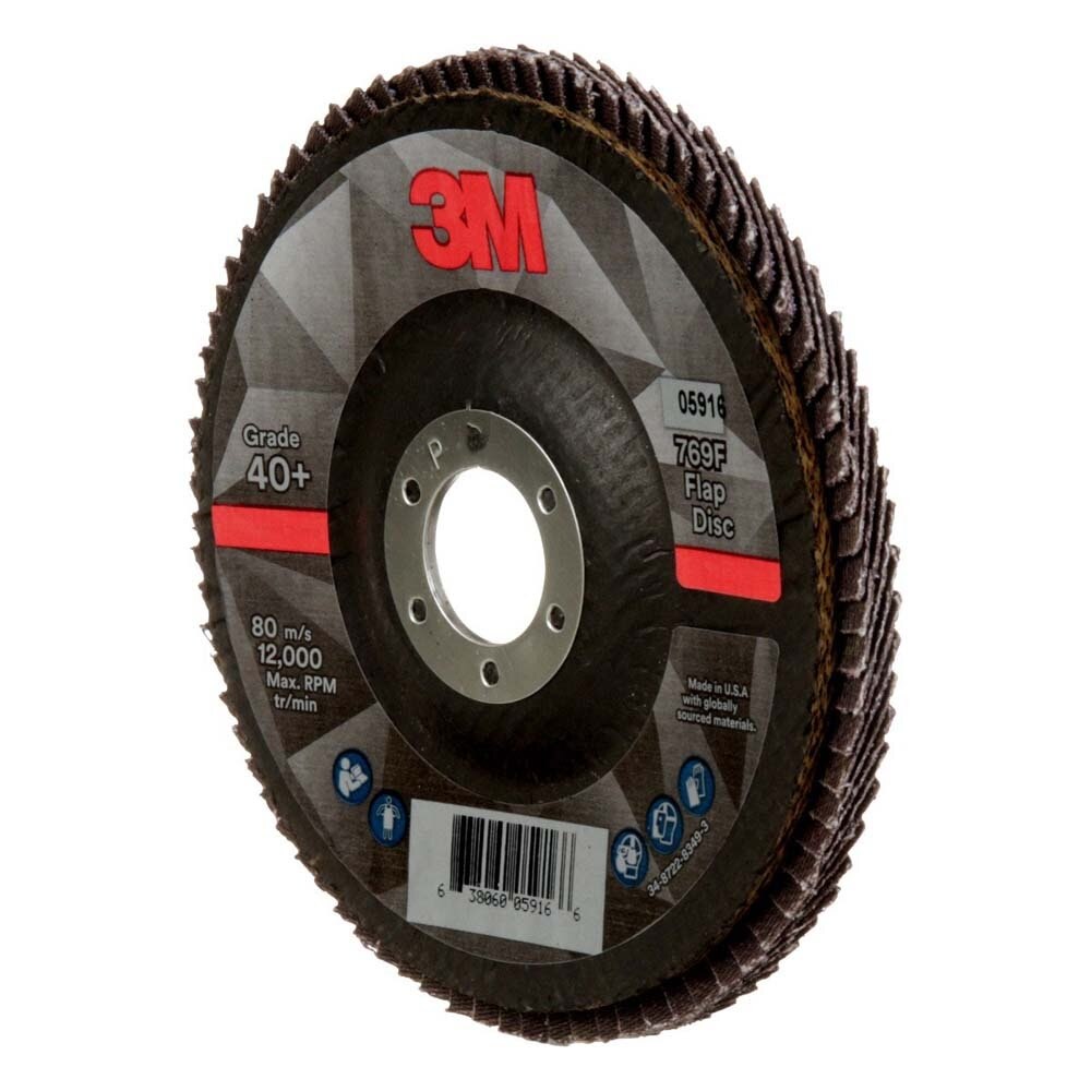 3M 7100178127 Flap Disc 769F, 40+, T29, 5 in x 7/8 in (10 Pack) - 4