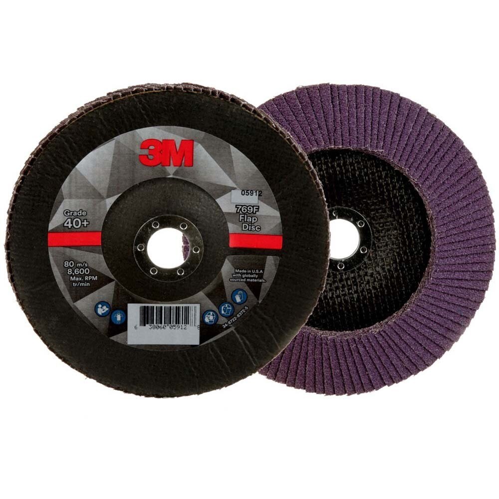 3M 7100178128 Flap Disc 769F, 40+, T29, 7 in x 7/8 in (5 Pack) - 2