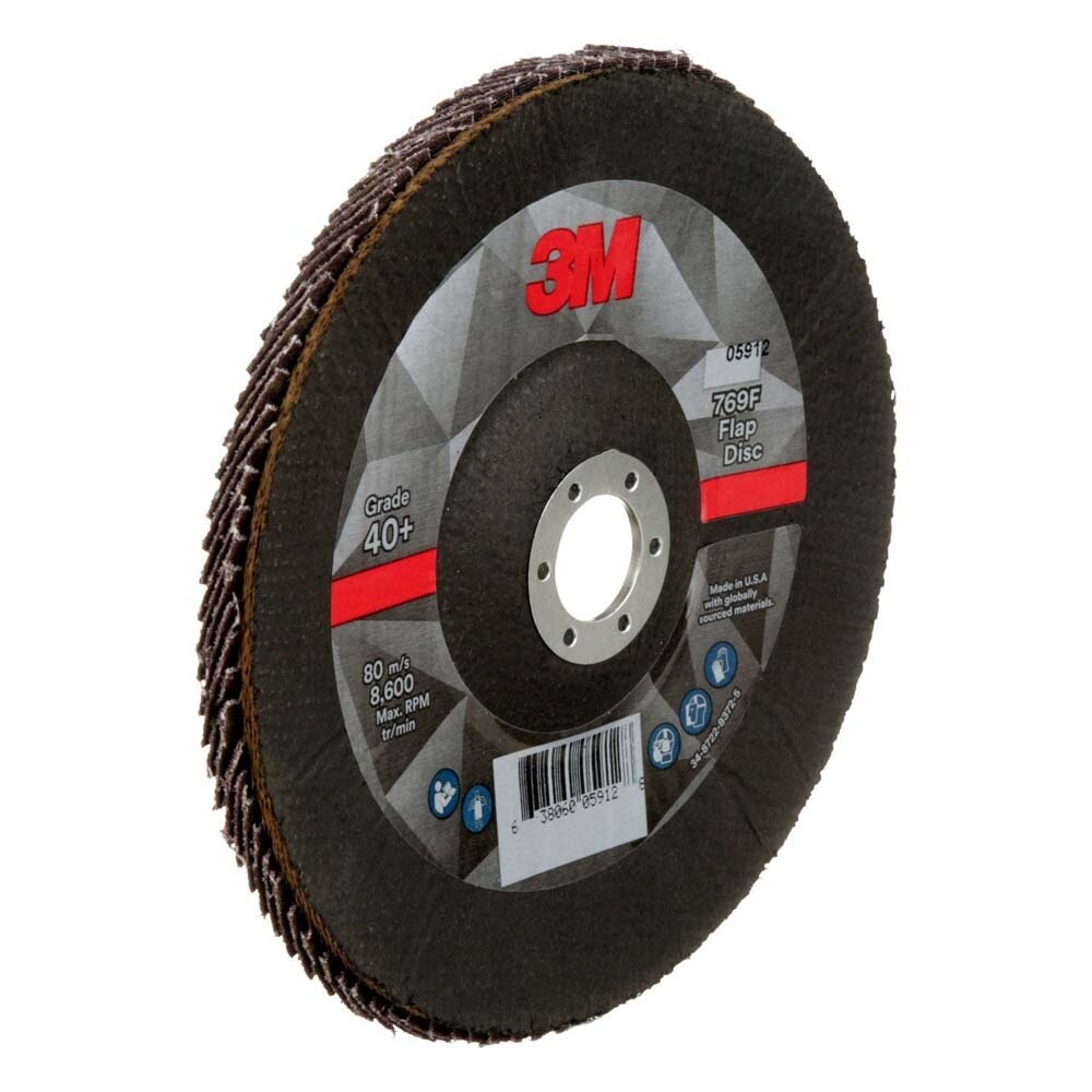 3M 7100178128 Flap Disc 769F, 40+, T29, 7 in x 7/8 in (5 Pack) - 3