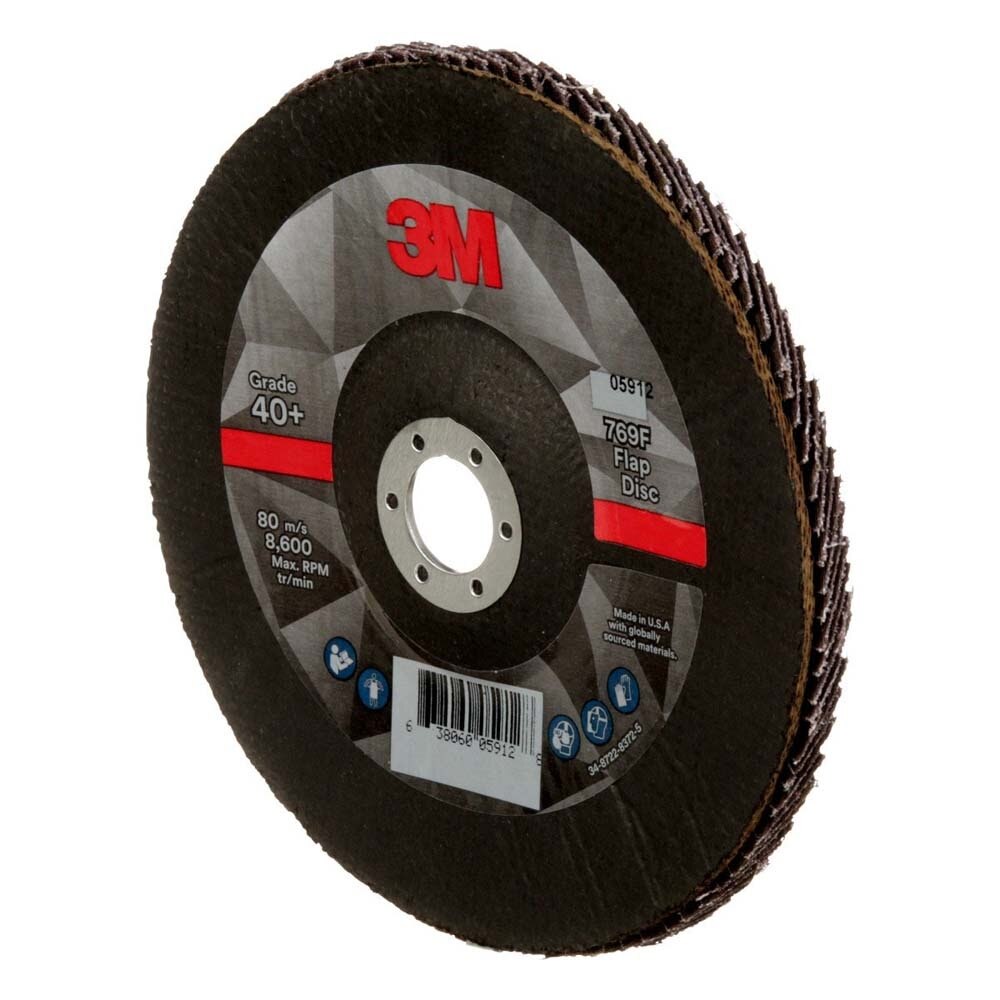 3M 7100178128 Flap Disc 769F, 40+, T29, 7 in x 7/8 in (5 Pack) - 4