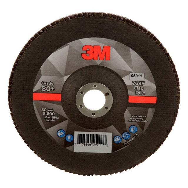 3M 7100178129 Flap Disc 769F Type 27 80+ 7 in x 7/8 in High Performance Ceramic Precision-Shaped Grain Grinding and Finishing Disc for Carbon and Stainless Steel (5 Pack)