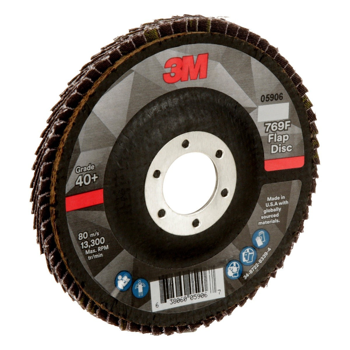 3M 769F Flap Disc, Type 29, 40 Plus, 4-1/2 in x 7/8 in, Precision Shaped Ceramic, Purple, Grinding and Finishing (7100178130) (10 Pack) - 4