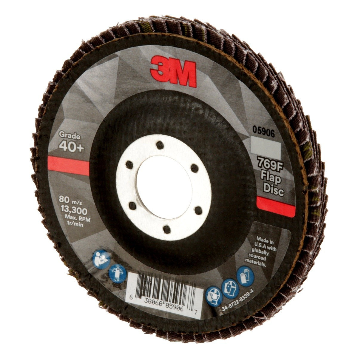 3M 769F Flap Disc, Type 29, 40 Plus, 4-1/2 in x 7/8 in, Precision Shaped Ceramic, Purple, Grinding and Finishing (7100178130) (10 Pack) - 5