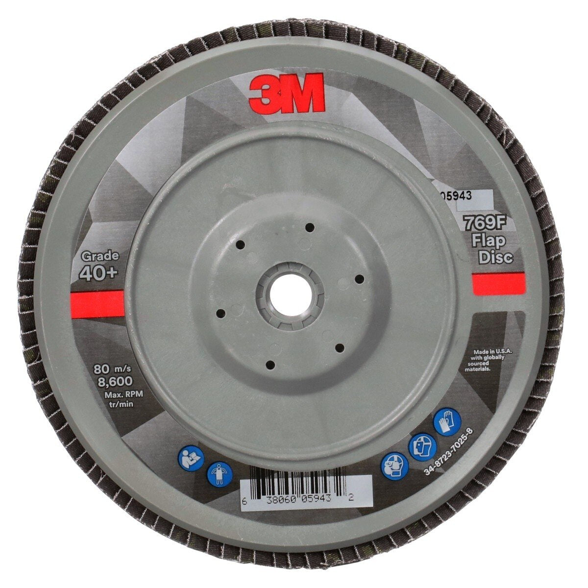 3M 769F Flap Disc, T29 Quick Change, Precision Shaped Ceramic 40 Plus, Purple, 7 in x 5/8 in-11 (7100178192) (5 Pack)