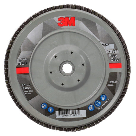 3M 769F Flap Disc, T29 Quick Change, Precision Shaped Ceramic 40 Plus, Purple, 7 in x 5/8 in-11 (7100178192) (5 Pack)