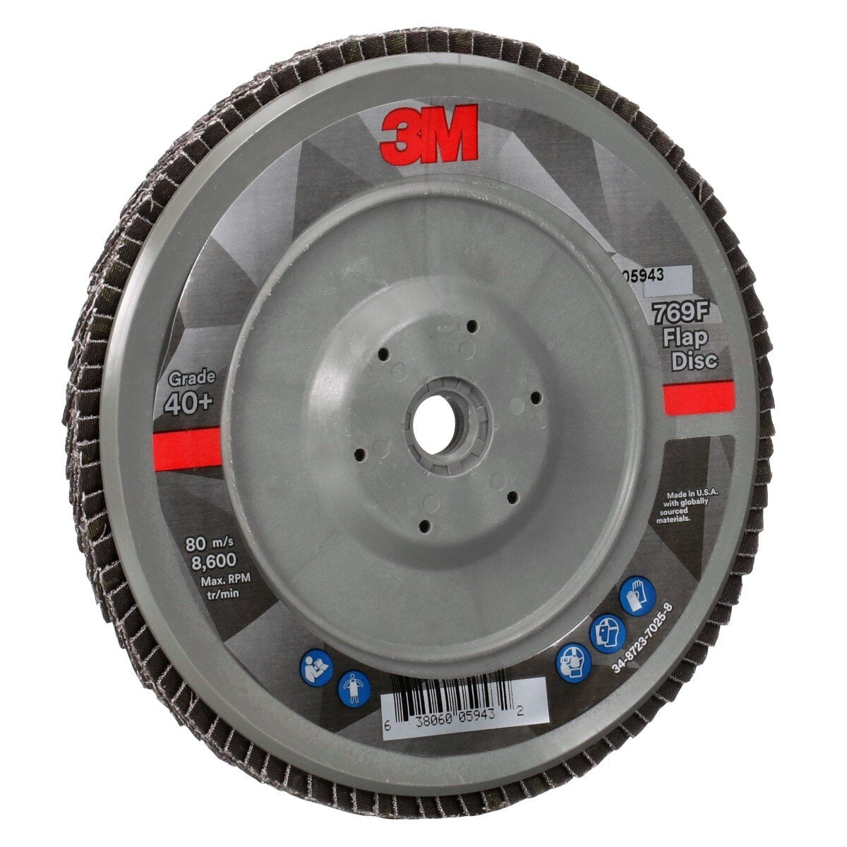 3M 769F Flap Disc, T29 Quick Change, Precision Shaped Ceramic 40 Plus, Purple, 7 in x 5/8 in-11 (7100178192) (5 Pack) - 4
