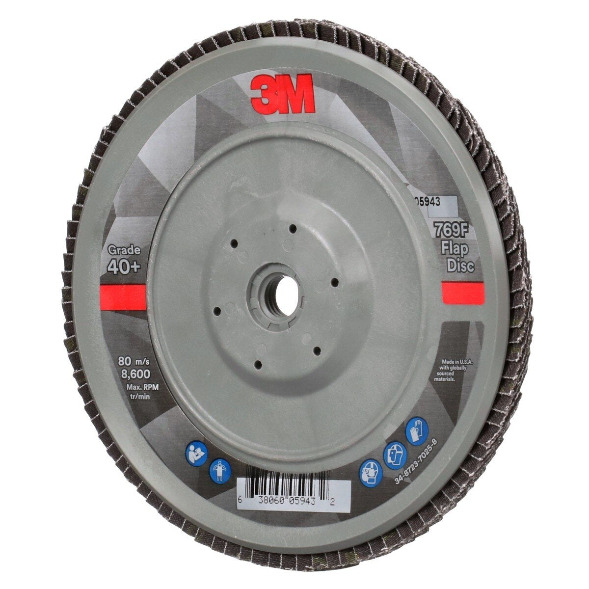 3M 769F Flap Disc, T29 Quick Change, Precision Shaped Ceramic 40 Plus, Purple, 7 in x 5/8 in-11 (7100178192) (5 Pack) - 5