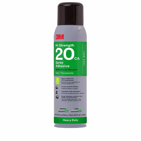 3M 20 Heavy Duty Spray Adhesive, Clear, 16 fl oz Can Net Wt 13.8 oz (20-20OZ-IND) (7100179437) (12 Pack)