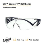 3M SF201SGAF-BLU SecureFit Protective Eyewear 200 Series, Blue Temples, Clear Scotchgard Anti-Fog Lens (7100180044) (20 Pack) - 5