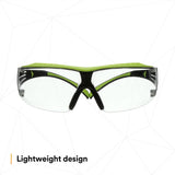 3M SF401XAF-GRN SecureFit 400 Series Safety Glasses, Green/Black, Clear Anti-Fog/Anti-Scratch Lens (7100180045) (20 Pack) - 3