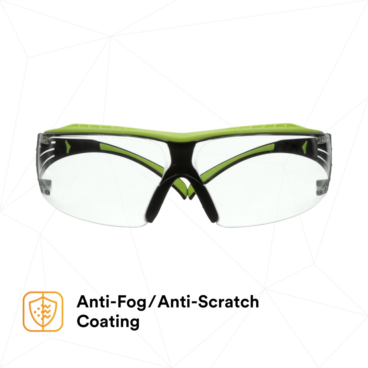 3M SF401XAF-GRN SecureFit 400 Series Safety Glasses, Green/Black, Clear Anti-Fog/Anti-Scratch Lens (7100180045) (20 Pack) - 5